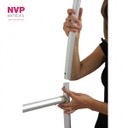 Tool free installation of portable display stand with by NVP Exhibits